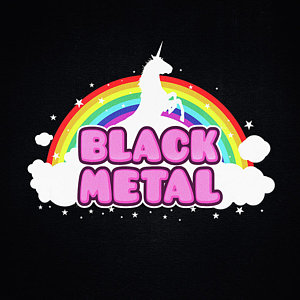 Wall Art - Digital Art - Black Metal Funny Unicorn / Rainbow Mosh Parody Design by Philipp Rietz