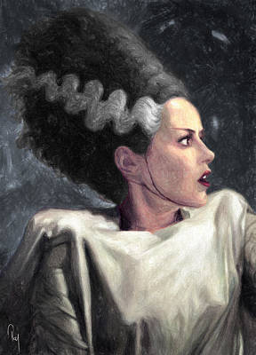 Wall Art - Painting - Bride Of Frankenstein by Zapista