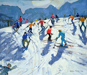 Wall Art - Painting - Busy Ski Slope by Andrew Macara