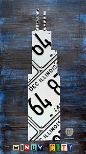 Wall Art - Mixed Media - Chicago Windy City Harris Sears Tower License Plate Art by Design Turnpike