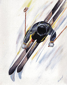 Sports Wall Art - Painting - Downhill Skier by Robin Wiesneth
