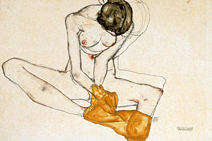 Wall Art - Painting - Female Nude by Egon Schiele
