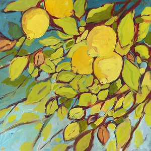 Wall Art - Painting - Five Lemons by Jennifer Lommers