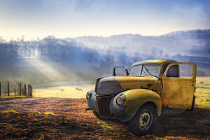 Wall Art - Photograph - Ford In The Fog by Debra and Dave Vanderlaan