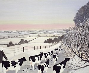 Landscapes Wall Art - Painting - Friesians In Winter by Maggie Rowe