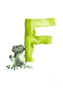 Wall Art - Painting - Frog Watercolor Alphabet Painting by Joanna Szmerdt