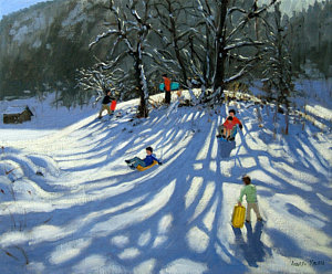 Wall Art - Painting - Fun In The Snow by Andrew Macara