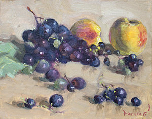 Wall Art - Painting - Grape And Peach by Ylli Haruni