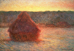 Wall Art - Painting - Haystacks At Sunset by Claude Monet