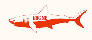 Wall Art - Painting - Hug Me Shark by Pixel Chimp