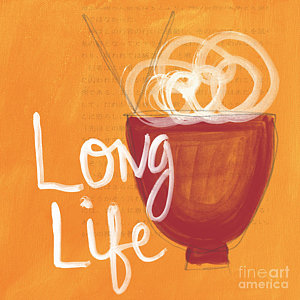 Wall Art - Painting - Long Life Noodle Bowl by Linda Woods