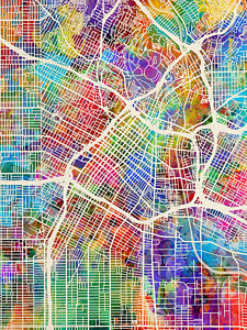Wall Art - Digital Art - Los Angeles City Street Map by Michael Tompsett
