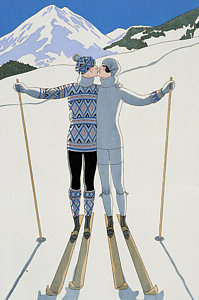 Sports Wall Art - Painting - Lovers In The Snow by Georges Barbier