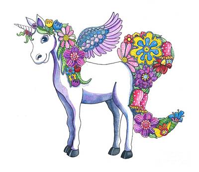 Wall Art - Painting - Madeline The Magic Unicorn by Shelley Wallace Ylst