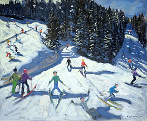 Wall Art - Painting - Mid-morning On The Piste by Andrew Macara
