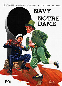 Football Wall Art - Painting - Notre Dame V Navy 1954 Vintage Program by John Farr