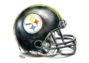 Football Wall Art - Drawing - Pittsburgh Steelers Helmet by James Sayer