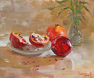 Wall Art - Painting - Pomegranates by Ylli Haruni