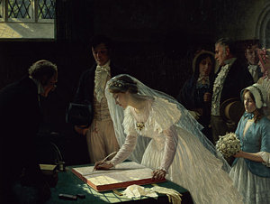 Wall Art - Painting - Signing The Register by Edmund Blair Leighton
