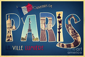 Wall Art - Mixed Media - Souvernirs De Paris by Delphimages Photo Creations