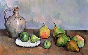 Wall Art - Painting - Still Life With Pitcher And Fruit by Paul Cezanne