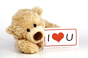 Wall Art - Photograph - Teddy Bear With I Love You Sign by Blink Images