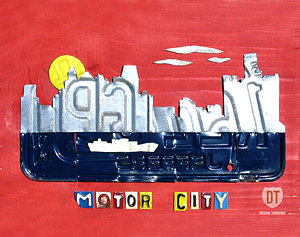 Wall Art - Mixed Media - The Motor City - Detroit Michigan Skyline License Plate Art By Design Turnpike by Design Turnpike