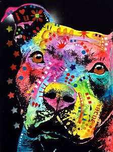Wall Art - Painting - Thoughtful Pitbull I Heart U by Dean Russo
