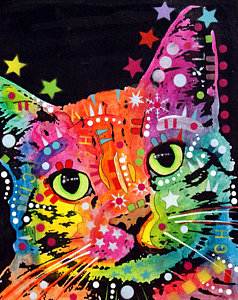 Wall Art - Painting - Tilted Cat Warpaint by Dean Russo