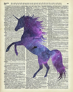 Wall Art - Painting - Unicorn In Space by Anna W
