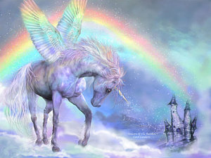 Wall Art - Mixed Media - Unicorn Of The Rainbow by Carol Cavalaris