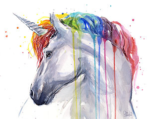 Wall Art - Painting - Unicorn Rainbow Watercolor by Olga Shvartsur