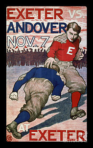 Football Wall Art - Drawing - Vintage College Football Exeter Andover by Edward Fielding