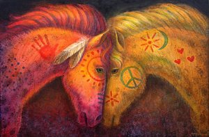 Wall Art - Painting - War Horse And Peace Horse by Sue Halstenberg