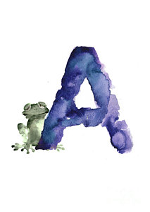 Wall Art - Painting - Watercolor Alphabet A Frog Painting by Joanna Szmerdt