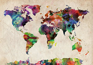 Wall Art - Digital Art - World Map Watercolor by Michael Tompsett