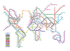 Transportation Wall Art - Digital Art - World Metro Map by Michael Tompsett