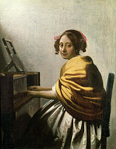 Wall Art - Painting - Young Woman At A Virginal by Jan Vermeer